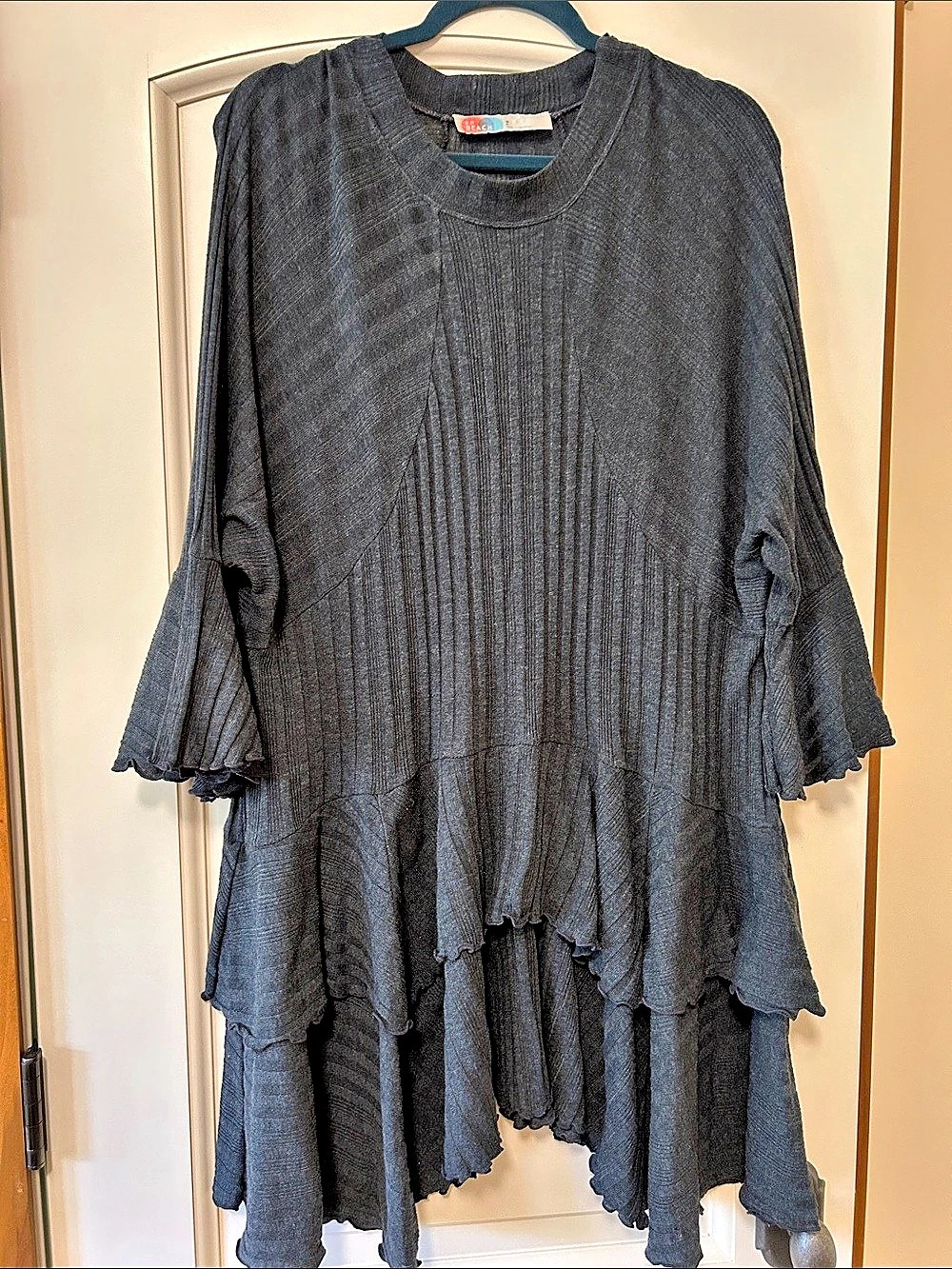 Free People Ribbed Layered Mini Dress Black Small